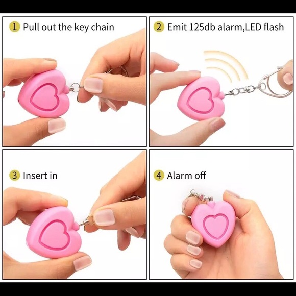 Pink Heart Self Defense Keychain Safety Alarm